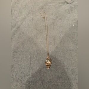 Teardrop Peacock Cluster Pendant Necklace with Blue Accents - Women Jewelry